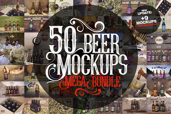50 Beer Mockups Bundle