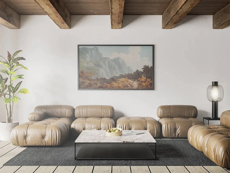 Poster in Living Room - Free PSD Mockup