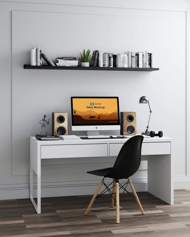Contemporary Workdesk iMac Mockup - Free PSD