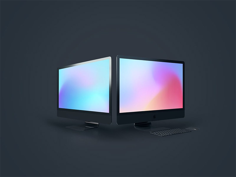 2 iMac Pro Side By Side Mockup - Free Template