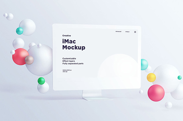 iMac With Spheres – Free Mockup