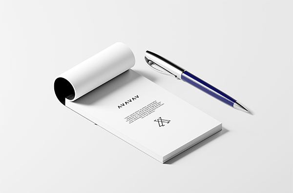 Isometric Notepad with Pen Mockup