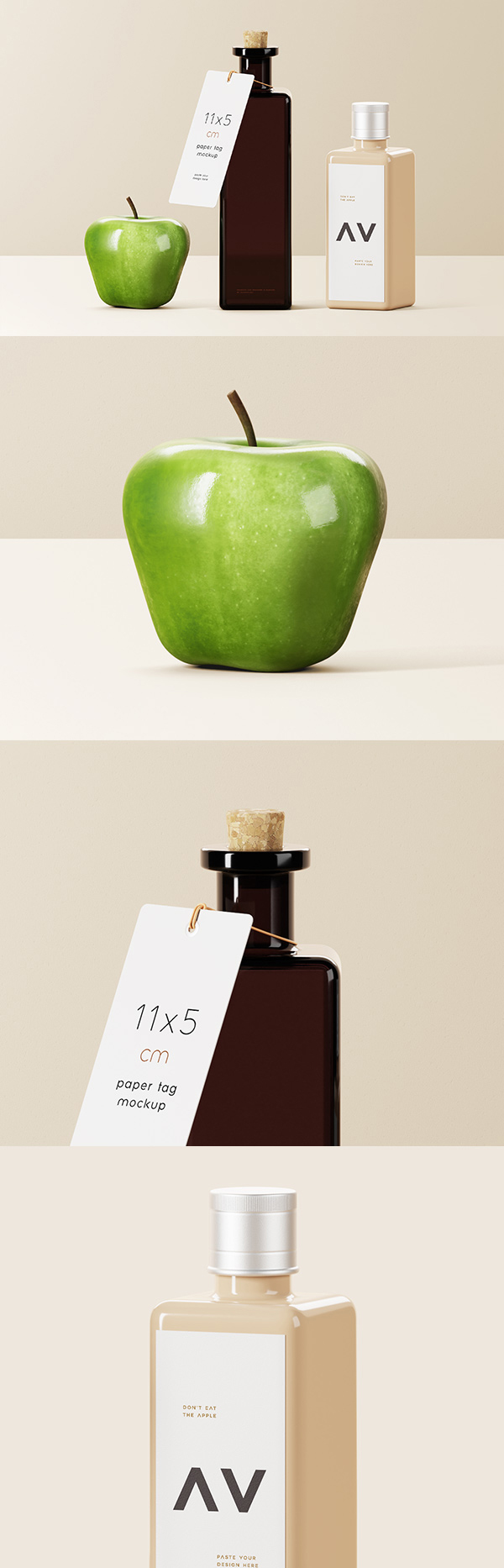 Square Bottles with Apple Mockup