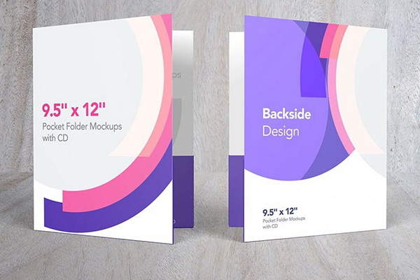 Pocket Folder Mockups with CD 9.5 x 12 - 4 Mockups