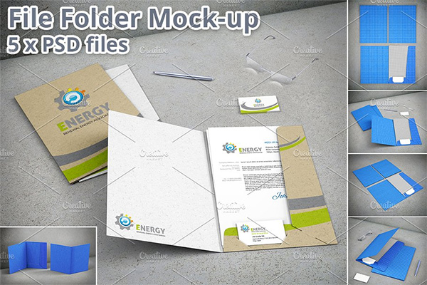 Stationary File Folder Mockup - 5 Mockup Files