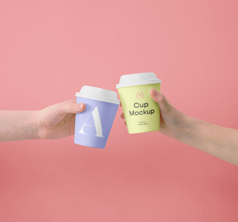 Free Mini Coffee Cups in Hand Mockup