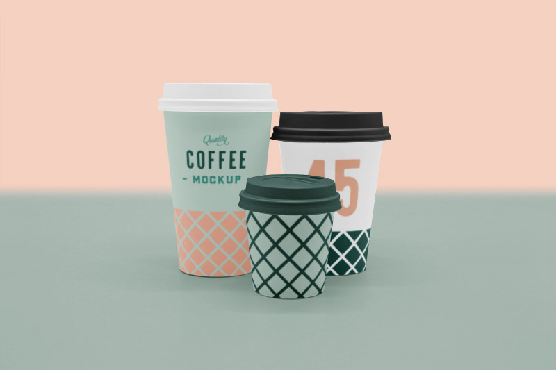 3 Paper Cups - Free Mockup Scene