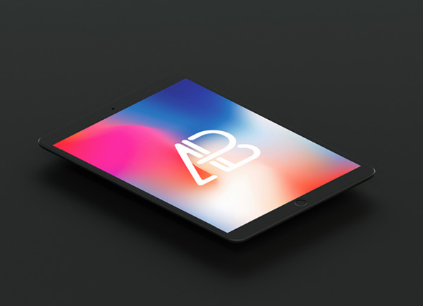 Isometric Matte Black iPad Pro 10.5 Mockup