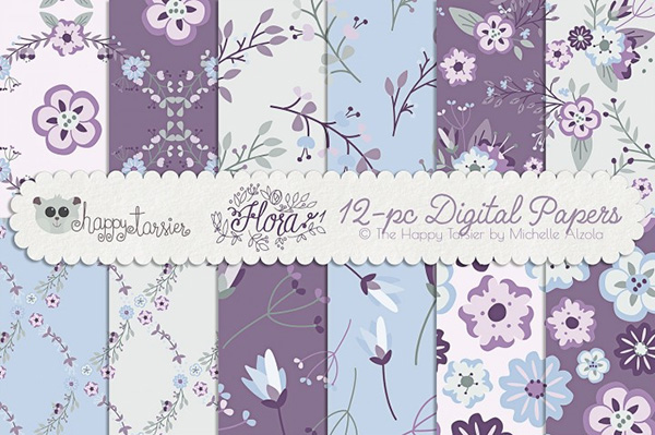 Flower Digital Papers and Seamless Pattern Designs