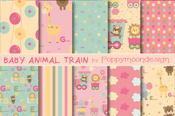 Baby Animal Train Papers