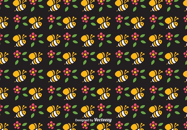 Cute Bee Vector Seamless Pattern