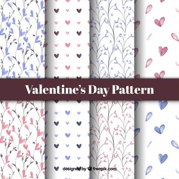 Watercolor Valentine's Day Pattern