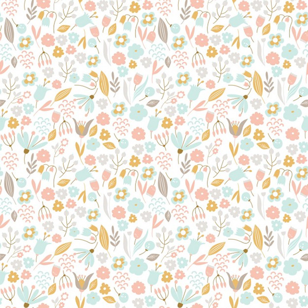 Hand Drawn Floral Pattern in Pastel Colors