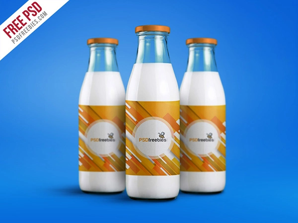 Milk Bottle Packaging Mockup