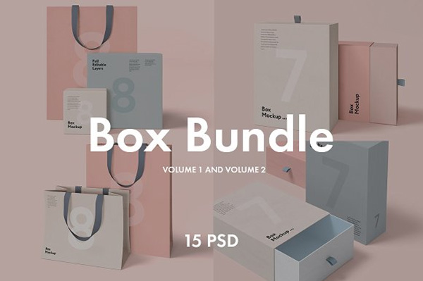 Box and Bag Mockup Bundle - 15psd