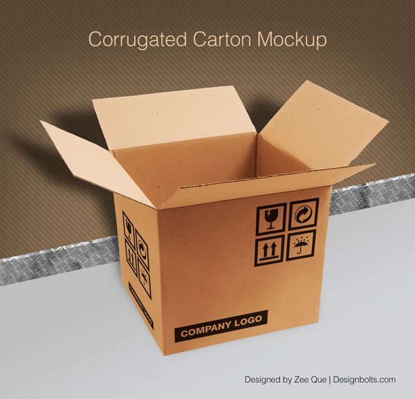 Corrugated Carton / Box Packaging Mock-up PSD