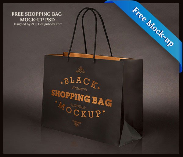 Free Black Shopping Bag Mock-up PSD