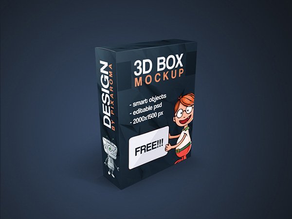 3D Box Mockup PSD Template
