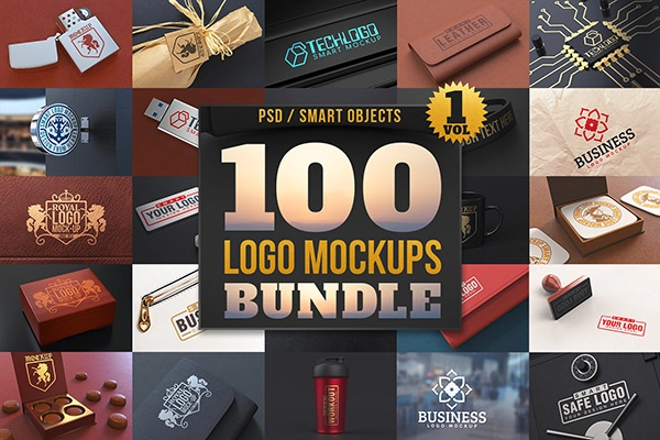 100 Logo Mockups Bundle Vol.1