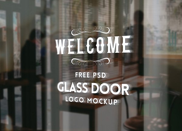 Glass Door Logo Mockup PSD