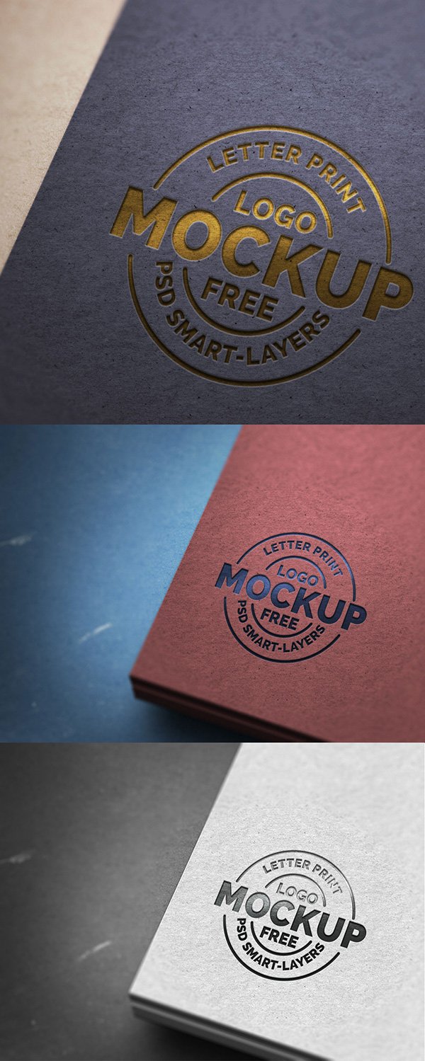 Paper Letterpress Logo Mockup PSD