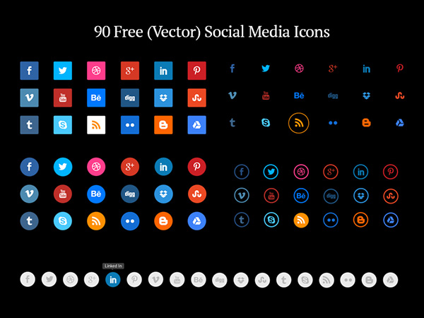 90 Free Vector Social Media Icons