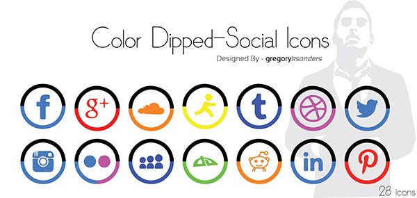 Color Dipped Social Media Icons
