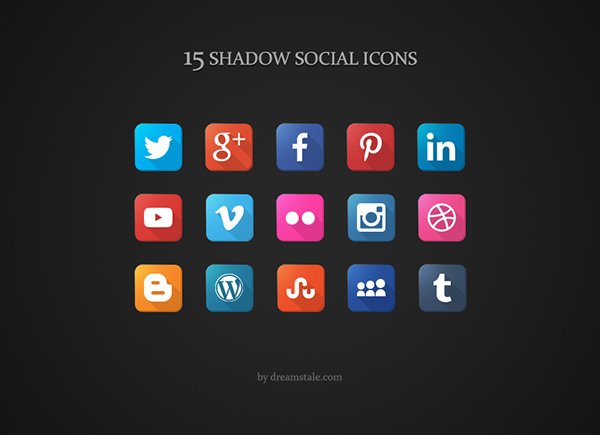 Download 15 Free Social Long Shadow Icons