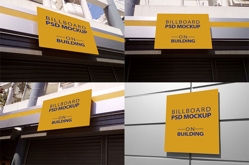 Billboard Mockup on Building - 5 PSD Templates