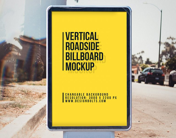 Free Outdoor Advertising Roadside Street Billboard Mockup PSD