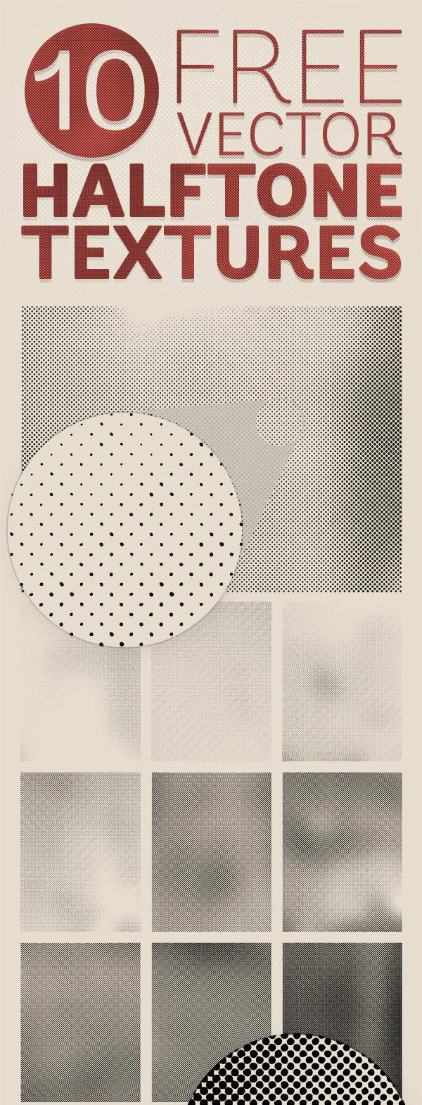 10 Free Detailed Vector Halftone Texture Backgrounds