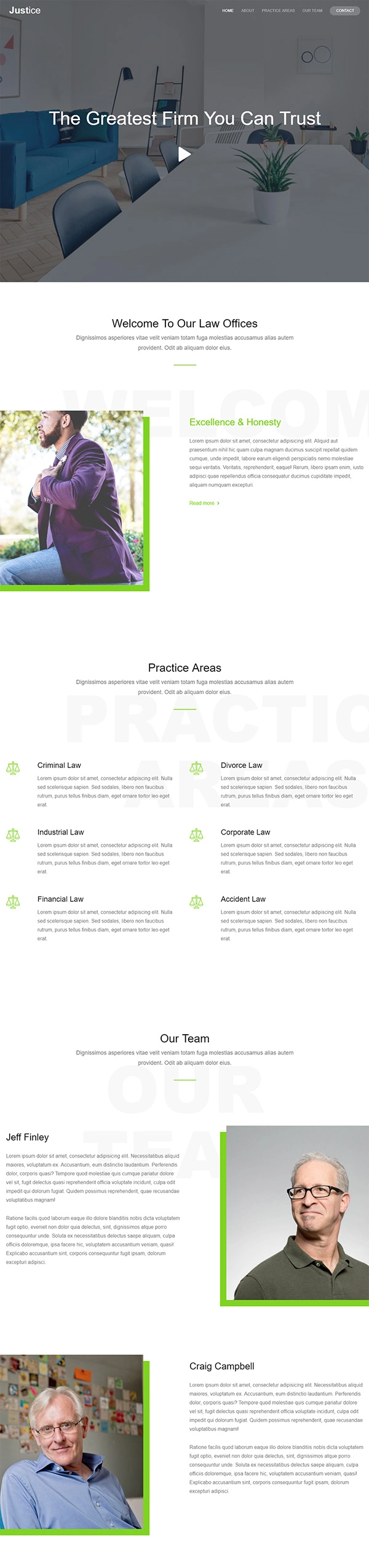 Justice: Free HTML5 Bootstrap Template for Lawyer Websites