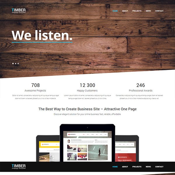 TIMBER Free One Page Bootstrap Template