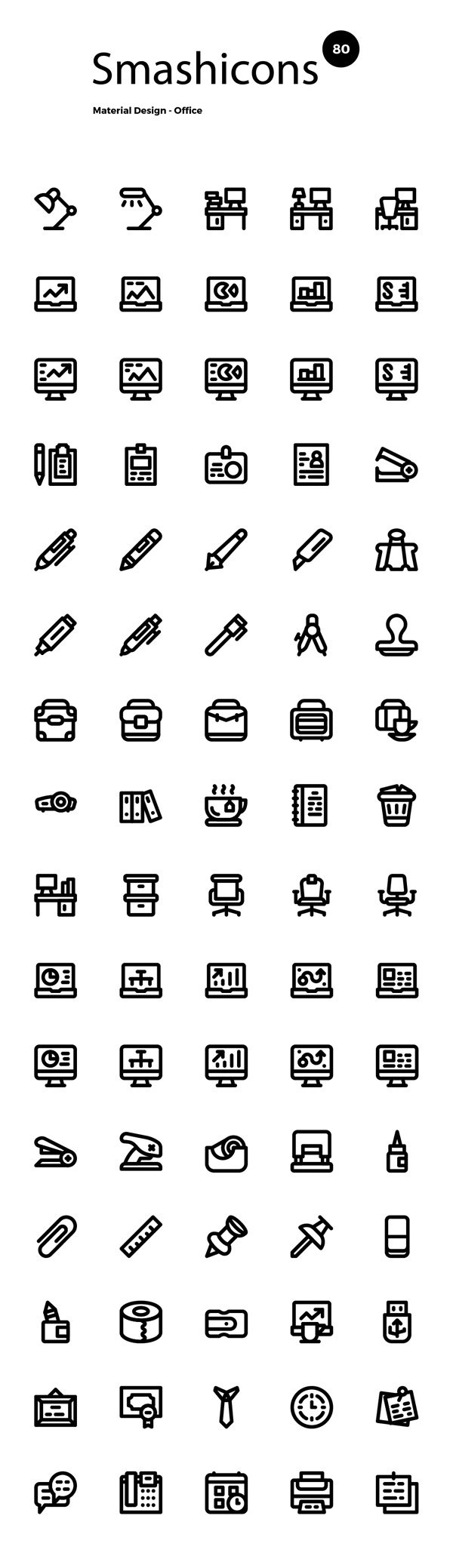 80 Material Office Icons