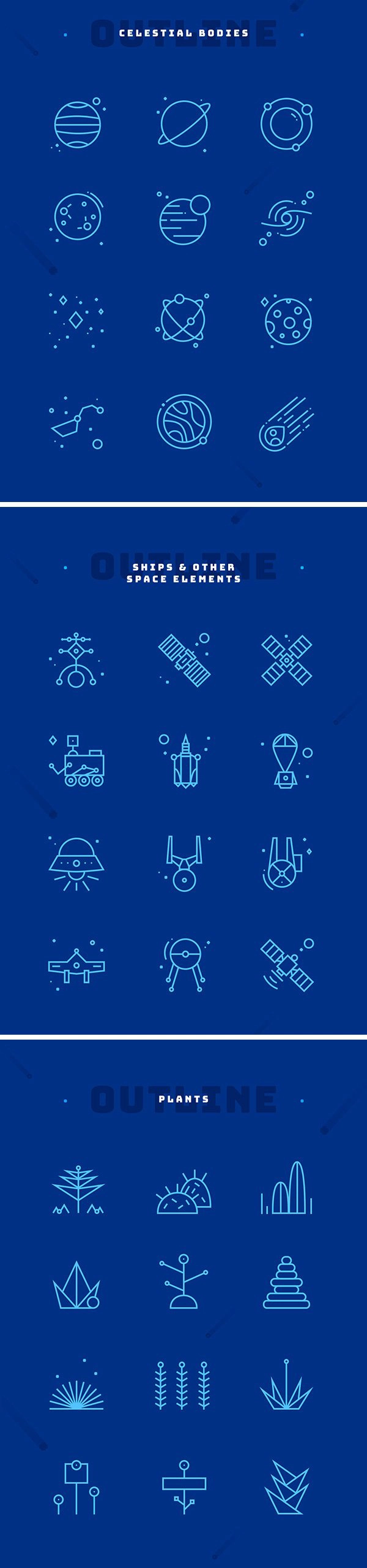 Space Iconography: 36 Free Icons
