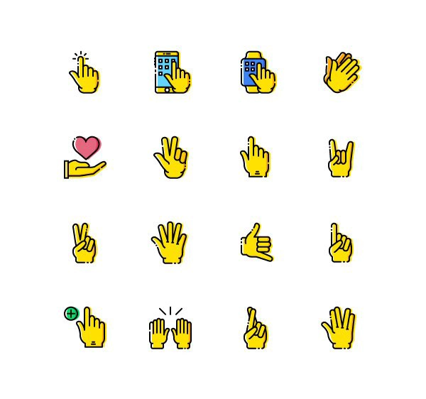 16 Gesture Icons