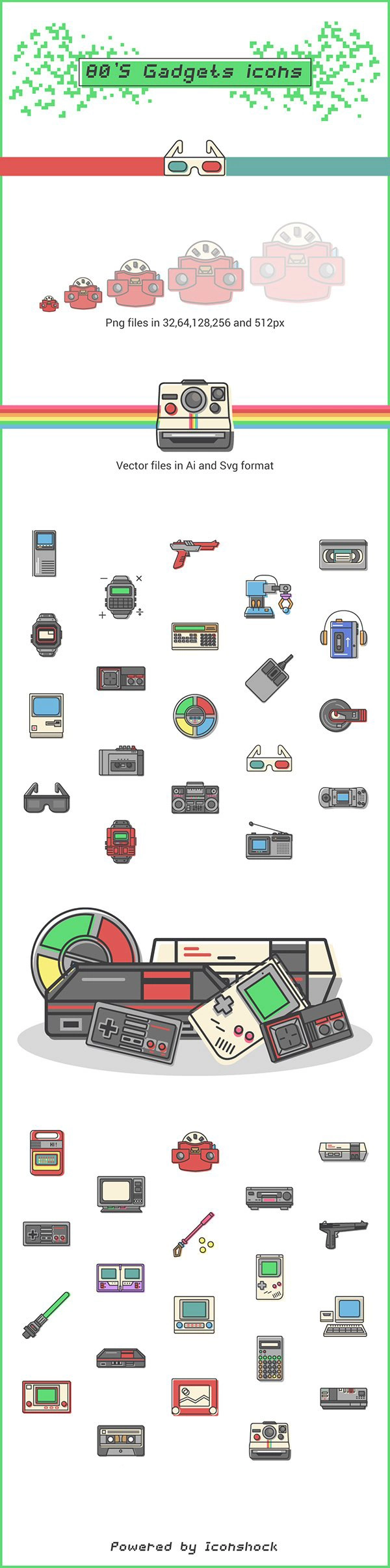 80s Gadgets – 40 Free Icons