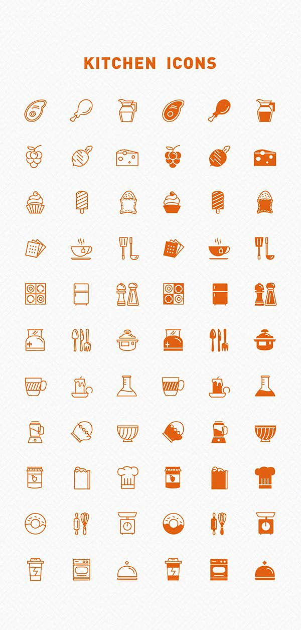 Free Line & Filled Kitchen Icons
