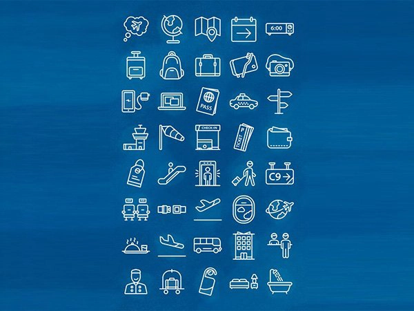 Voyage Icon Set (40 Icons, AI, EPS, SVG, PNG)