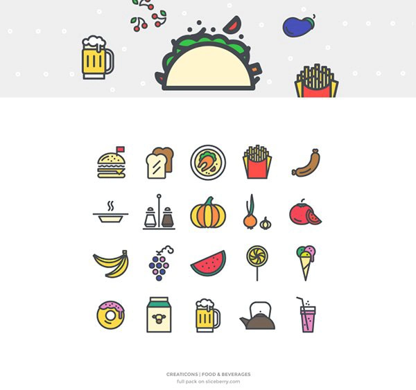 Creaticons Free – Food & Beverages Vector Icons