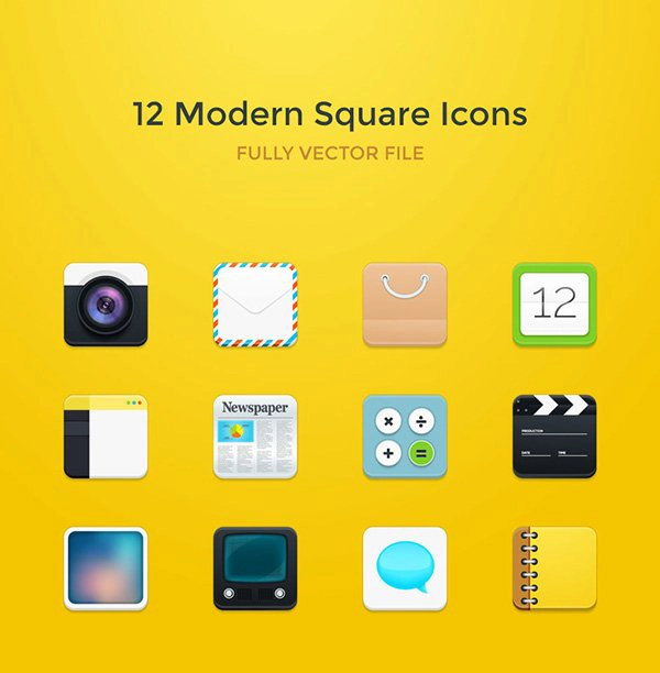 12 Modern Square Rounded Icons