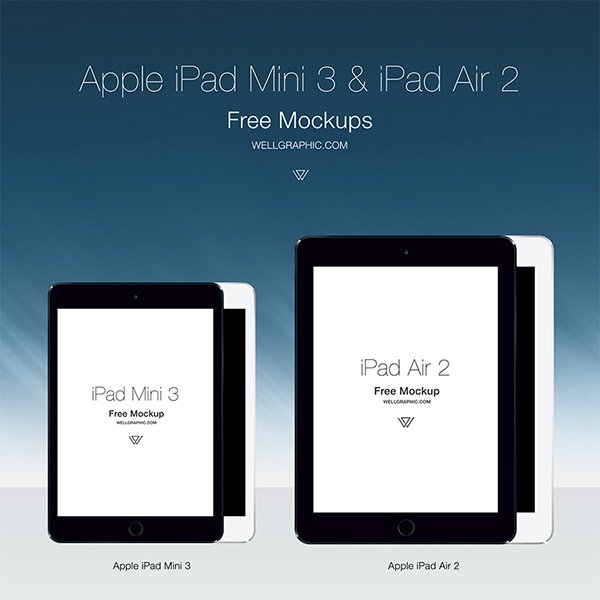 Apple iPad Mini 3 and iPad Air 2 Mockup PSD