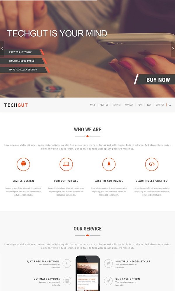 Techgut - Responsive Corporate One Page Theme