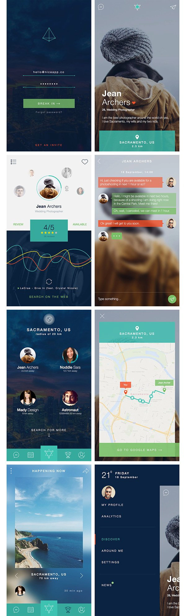 Nerdial App UI – 8 screens for PS and Sketch