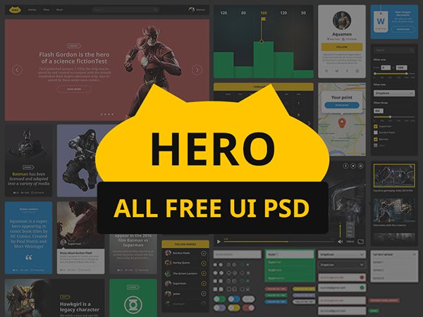 HERO Free UI Kit PSD