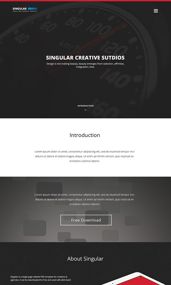 One Page Website Template – Singular