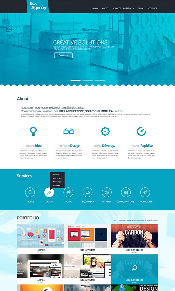 Blue Agency One Page Website PSD