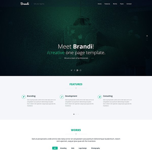 Brandi – Creative One Page Multi-Purpose PSD Template