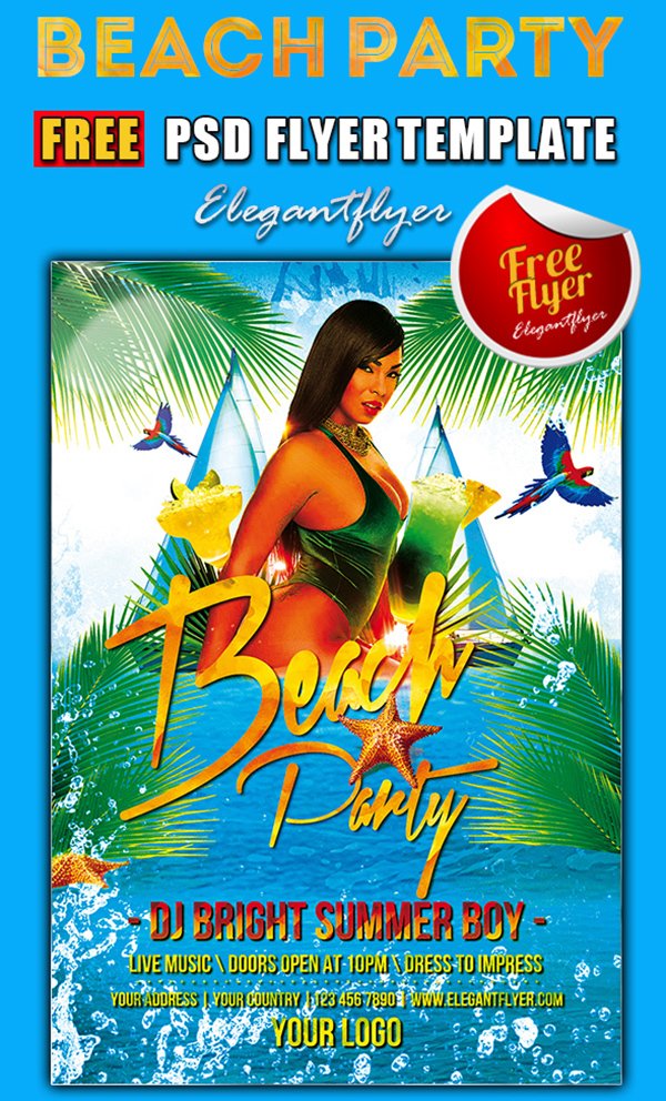 Beach Party – Free PSD Flyer Template + Facebook Cover