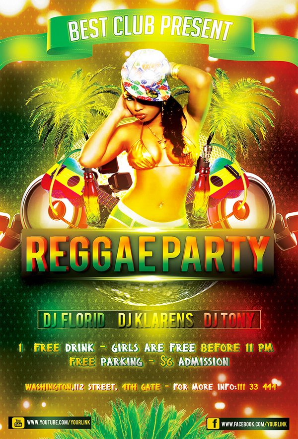 Reggae Party Free PSD Flyer Template